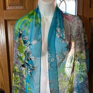 💚3/$25 Colorful Peacock Print Scarf